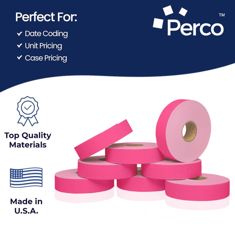 Perco Fluorescent Pink Pricing Labels for Monarch 1131 Price Gun - 1 Sleeve, 8 Rolls, 20,000 Price Marking Labels - with Ink Roll Included - Image 4